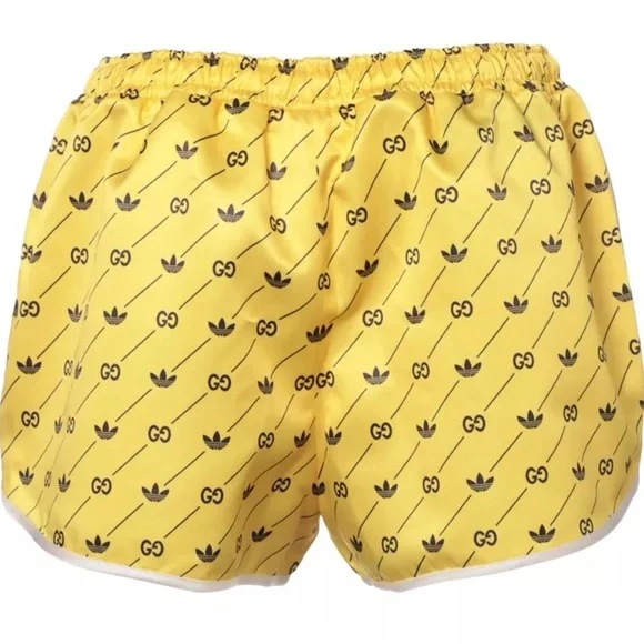 Gucci Yellow Athletic Shorts with Black Trim and Drawstring - Picture 2 of 8